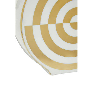 Curva Gold & White Ceramic Round Vase
