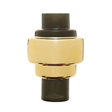 Cayden Small Smoked Black & Gold Vase