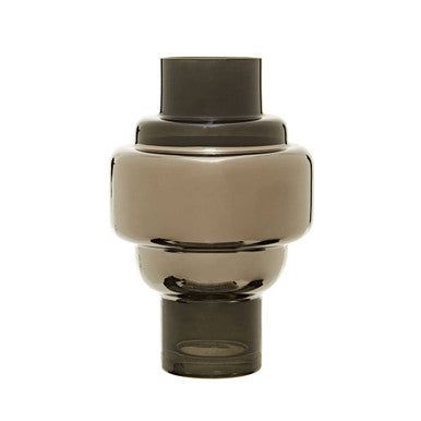 Cayden Small Smoked Black & Silver Vase