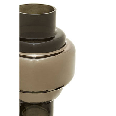 Cayden Small Smoked Black & Silver Vase