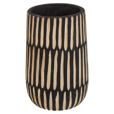 Arlo Large Natural & Black Wooden Vase