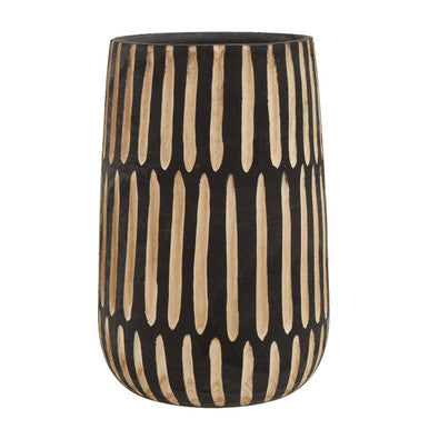 Arlo Large Natural & Black Wooden Vase