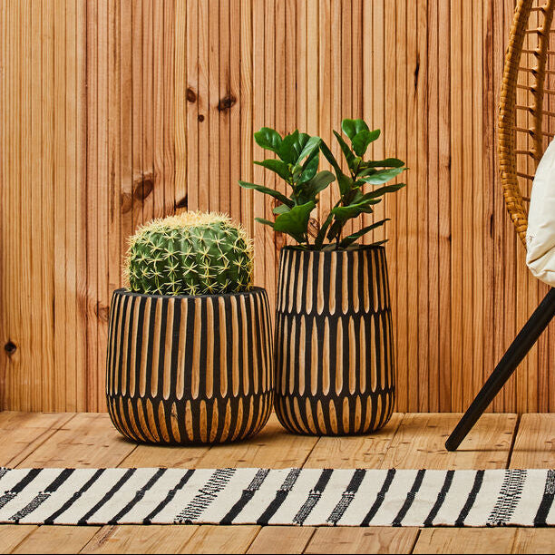 Arlo Large Natural & Black Wooden Vase