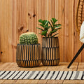 Arlo Large Natural & Black Wooden Vase