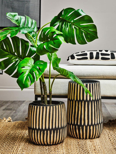 Arlo Large Natural & Black Wooden Vase