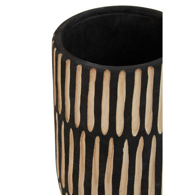 Arlo Large Natural & Black Wooden Vase