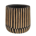 Arlo Large Engraved Natural & Black Wooden Planter