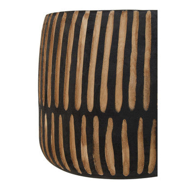Arlo Large Engraved Natural & Black Wooden Planter