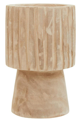 Arlo Engraved Wooden Natural Rustic Vase