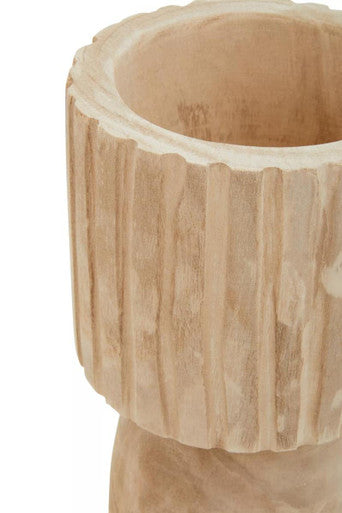 Arlo Engraved Wooden Natural Rustic Vase