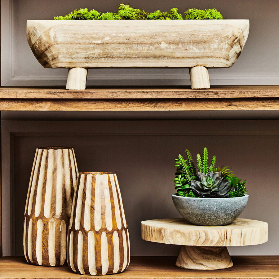 Arlo Small Brown & Natural Wooden Vase
