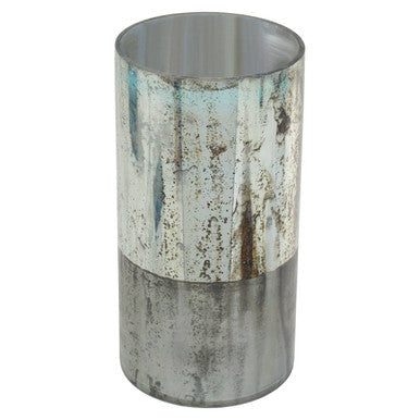 Gaia Large Glass Vase In Metal Antique Finish