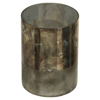 Gaia Small Glass Vase In Metal Antique Finish