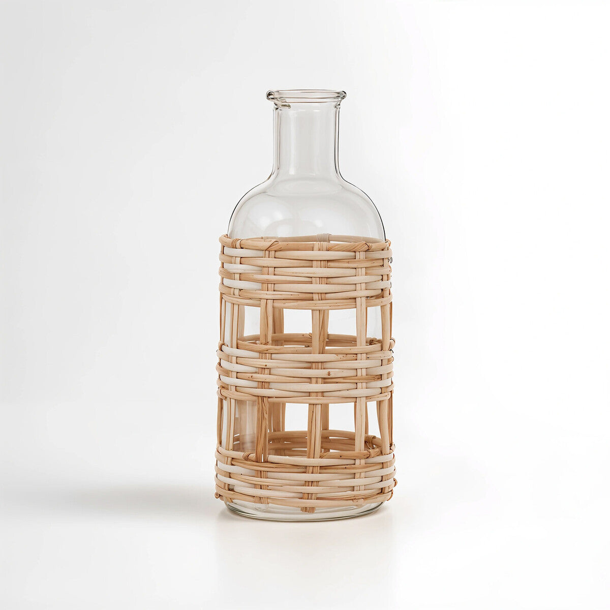 Kuta Natural Cane & Glass Small Vase