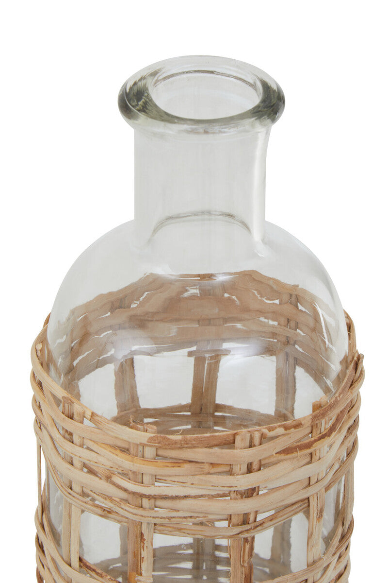 Kuta Natural Cane & Glass Small Vase