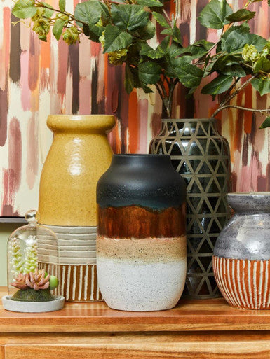 Nova Orange Earthenware Grey Vase