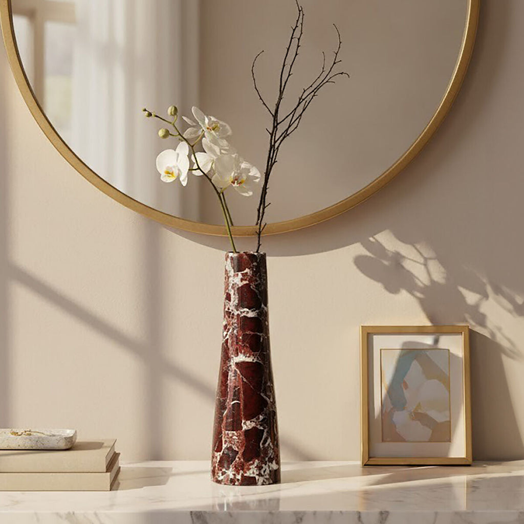 Salmo Red Marble Tapered Vase