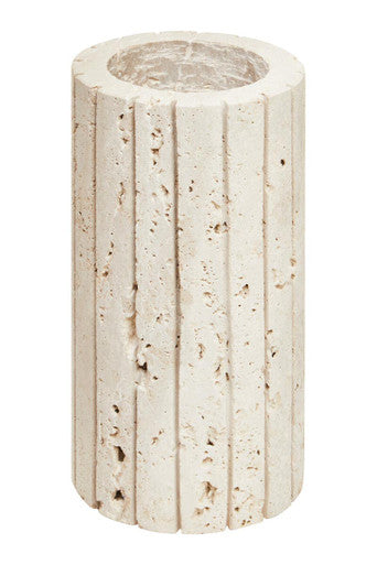 Tibor Travertine Ribbed Natural Vase