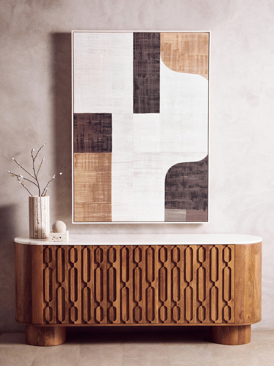 Tibor Travertine Ribbed Natural Vase