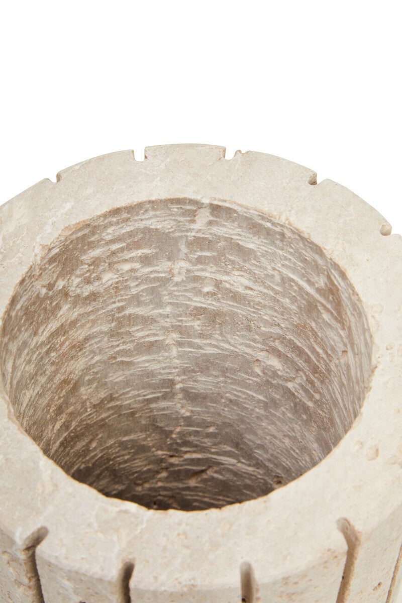 Tibor Travertine Ribbed Natural Vase