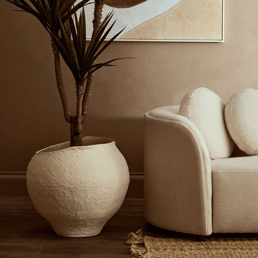 Sanai Cotton Mache Large Beige Planter