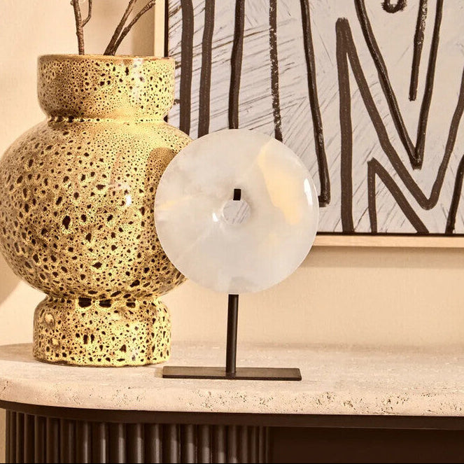 Oleena Extra Small Round Dia 15Cm Onyx Disc Sculpture