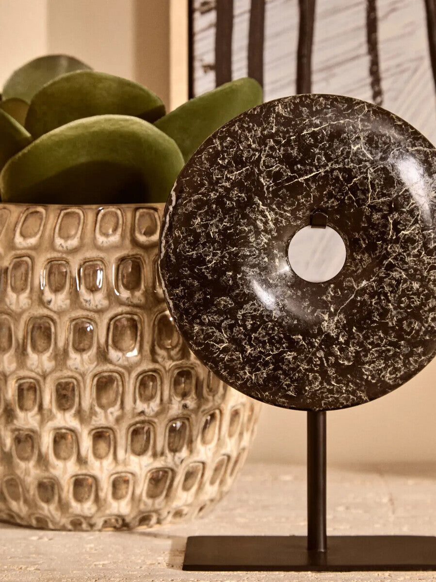 Salmo Extra Small Black Marble Round Dia 15Cm Disc Sculpture