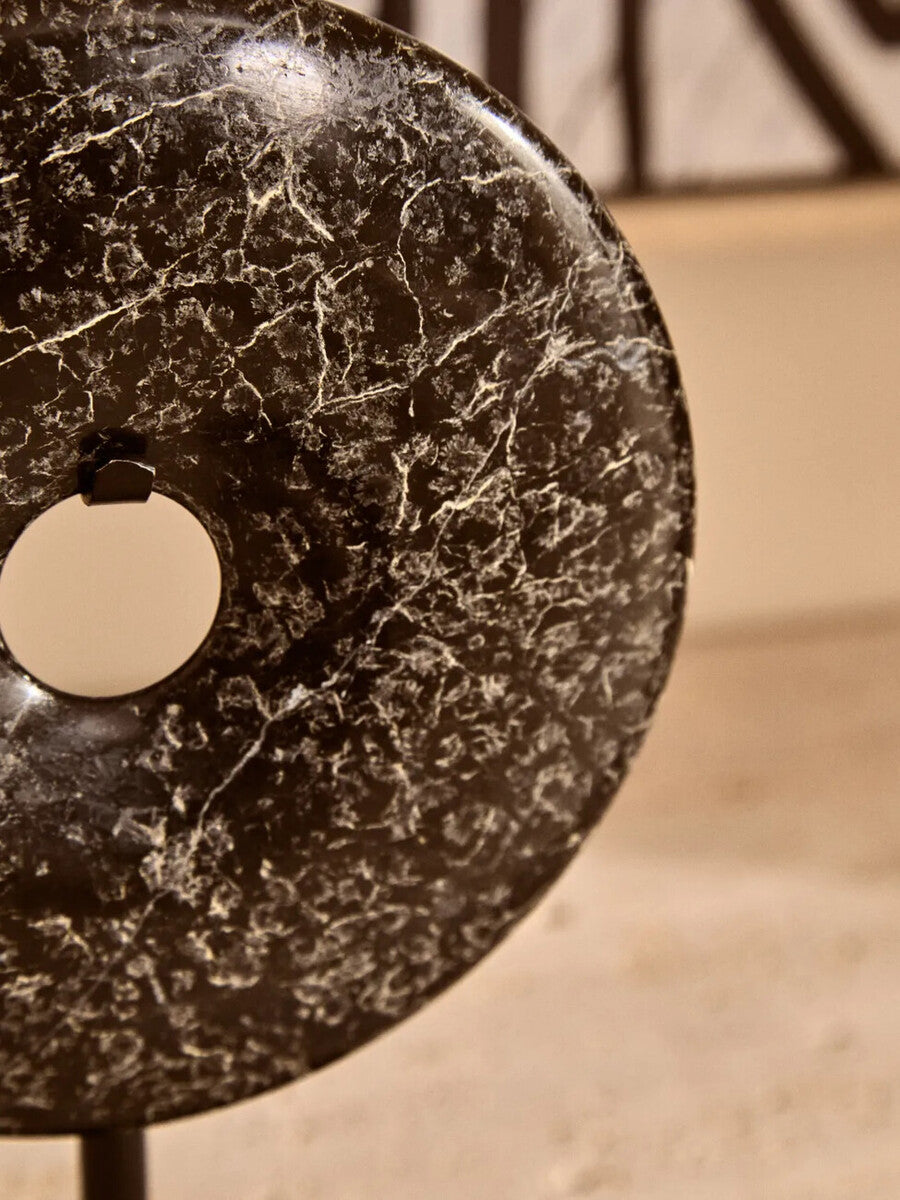 Salmo Extra Small Black Marble Round Dia 15Cm Disc Sculpture