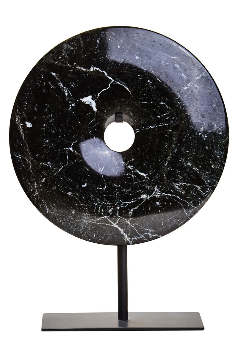 Salmo Small Black Marble Round Dia 20Cm Disc Sculpture