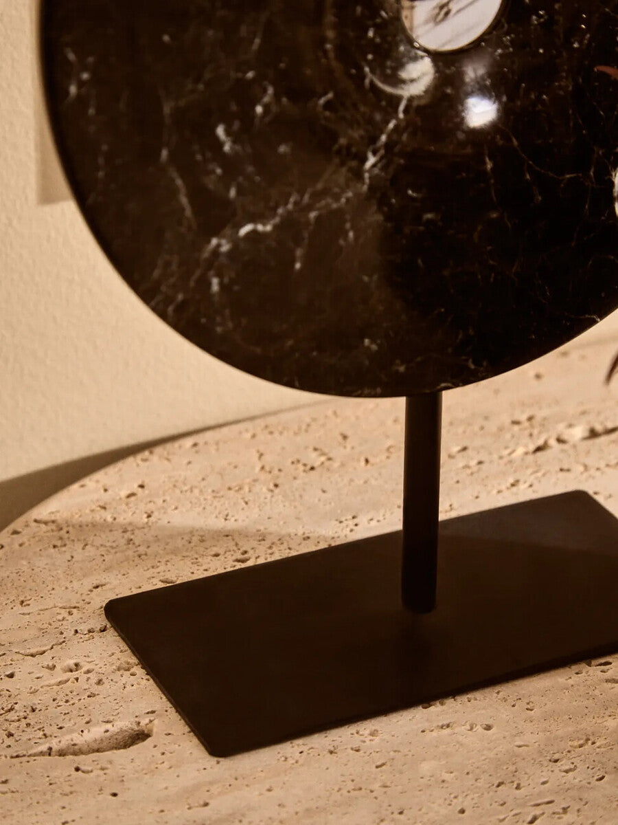 Salmo Small Black Marble Round Dia 20Cm Disc Sculpture