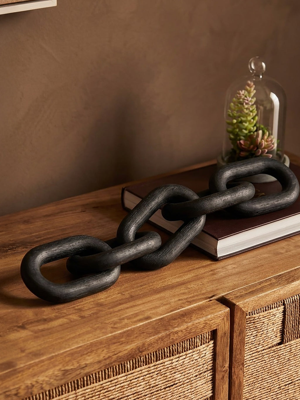 Cato Black Wood 5 Link Table Decor Chain