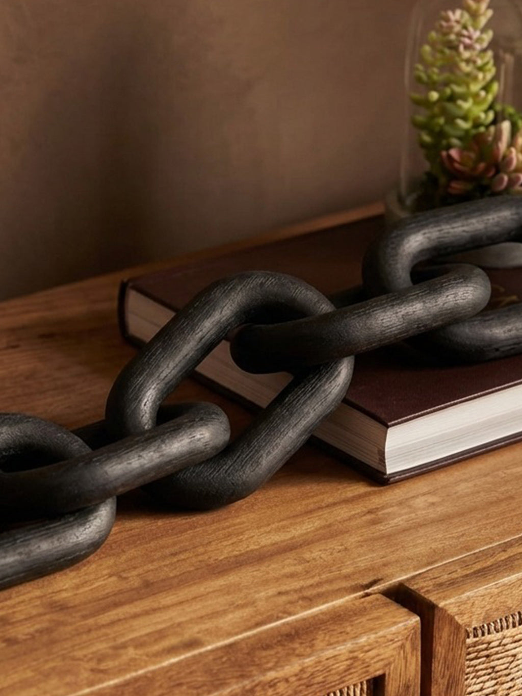 Cato Black Wood 5 Link Table Decor Chain