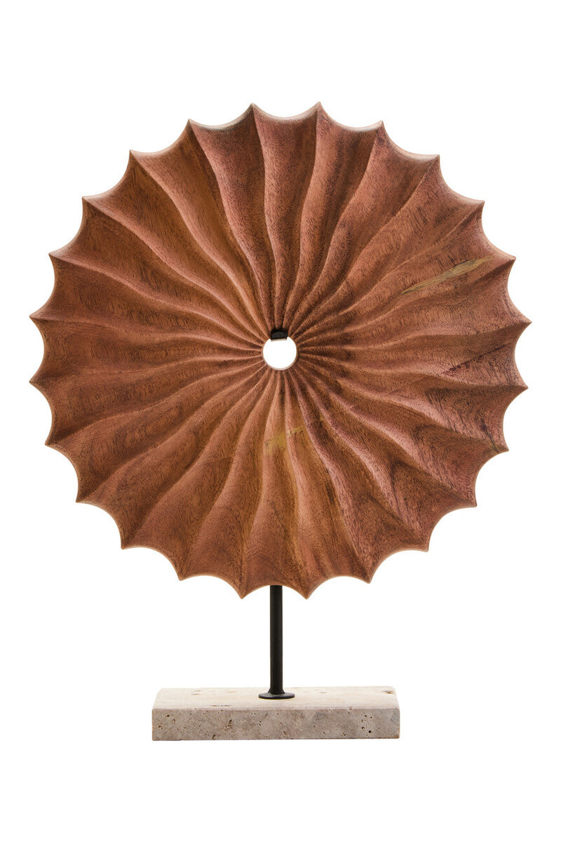 Westo Natural Wood Round Sculpture With Travertine Base