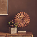 Westo Natural Wood Round Sculpture With Travertine Base