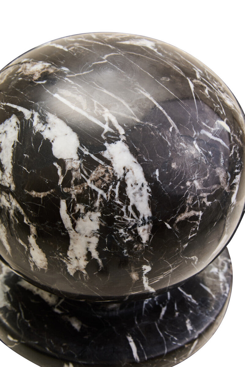 Zoro Black & White Veined Marble Ball Sculpture