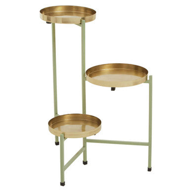 Sabia Green & Gold Three Tiered Plant Stand