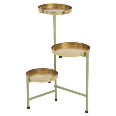 Sabia Green & Gold Three Tiered Plant Stand