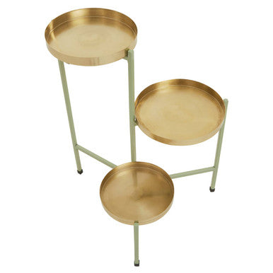 Sabia Green & Gold Three Tiered Plant Stand