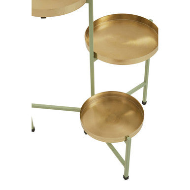 Sabia Green & Gold Three Tiered Plant Stand