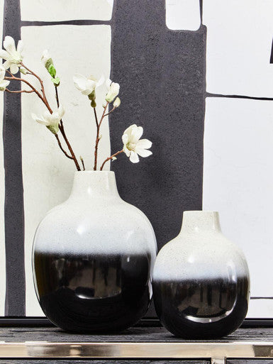 Ramus Small Black & White Ombre Vase