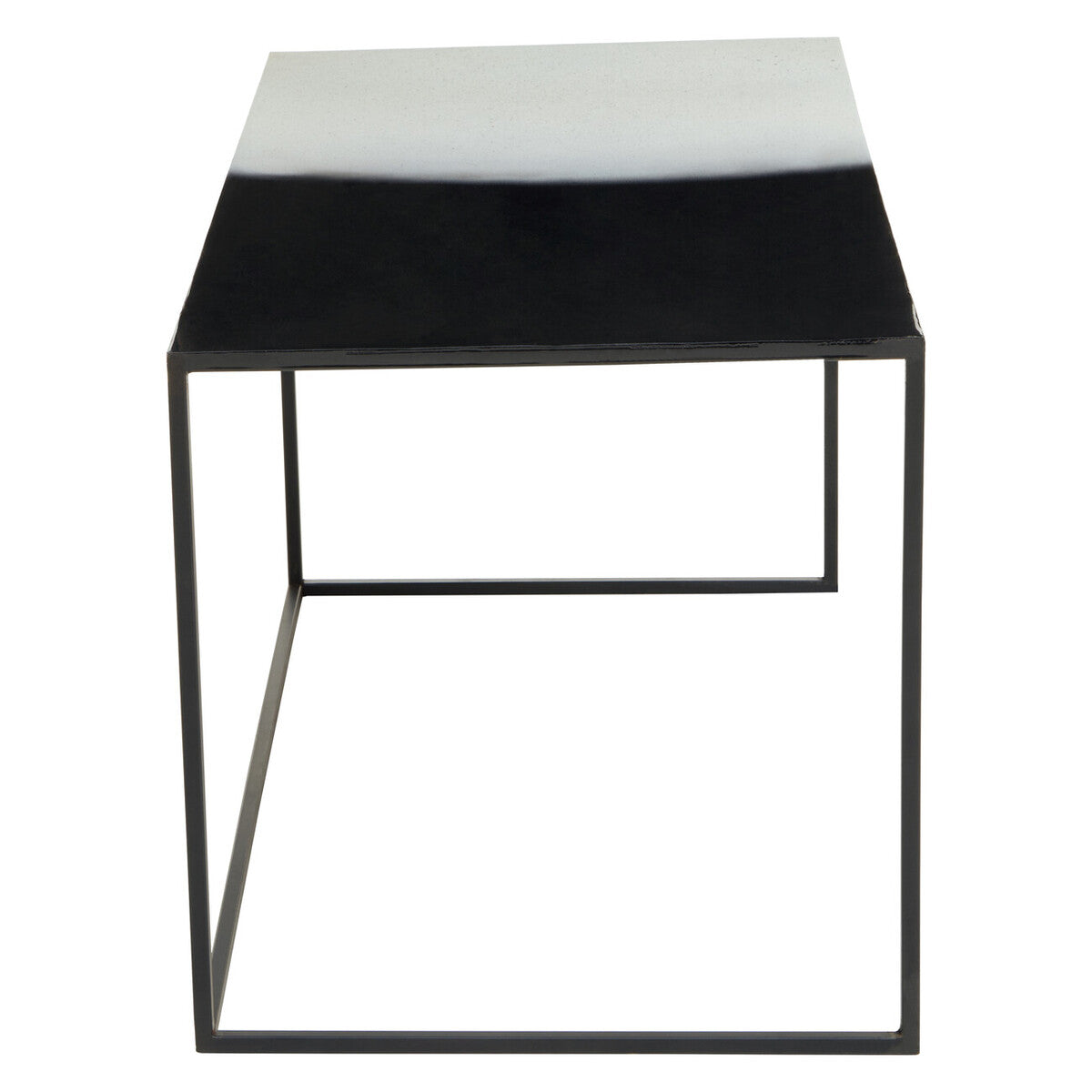 Three Piece Black & White Ombre Coffee Table Set With Slim Metal Frame, Ramus