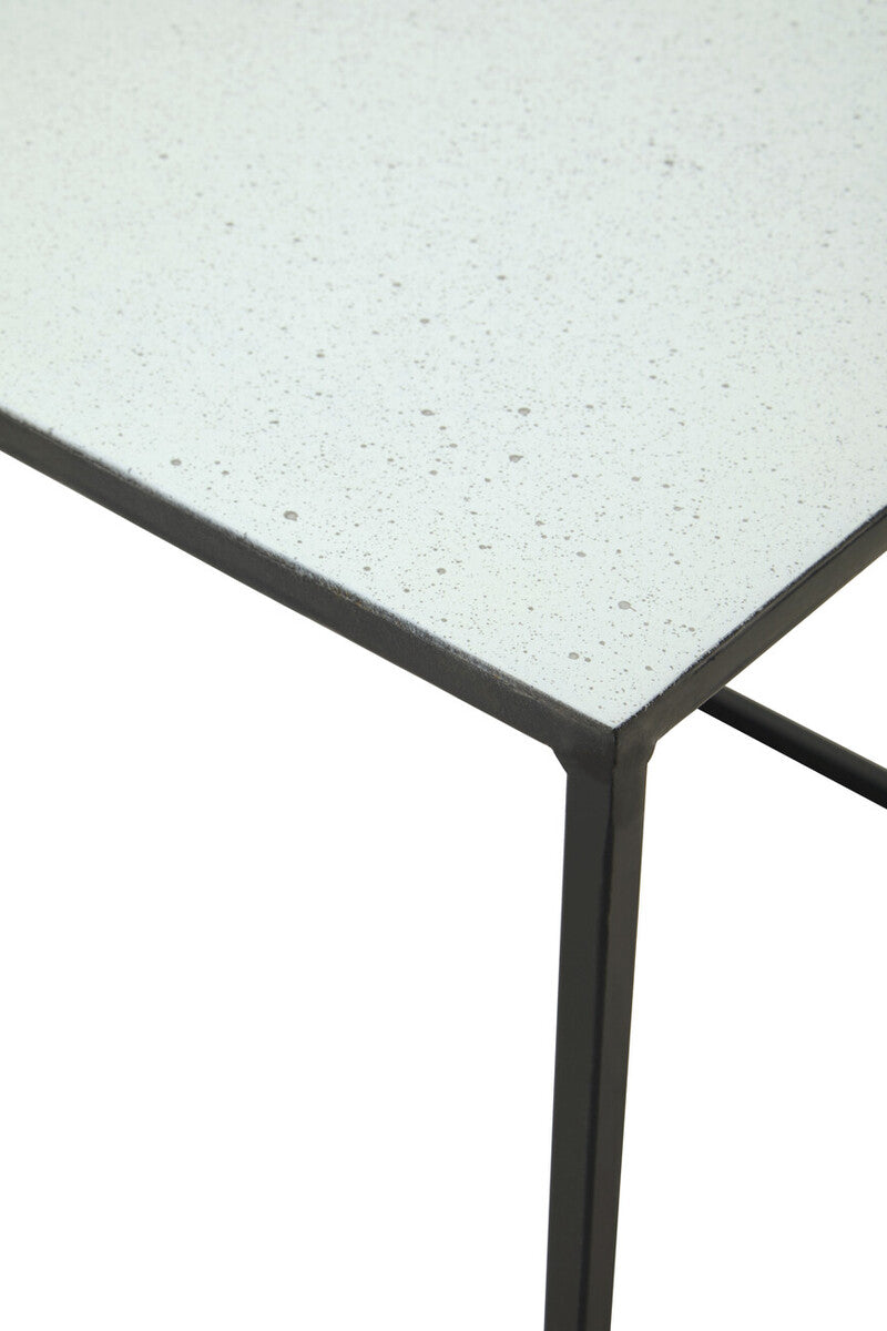 Three Piece Black & White Ombre Coffee Table Set With Slim Metal Frame, Ramus