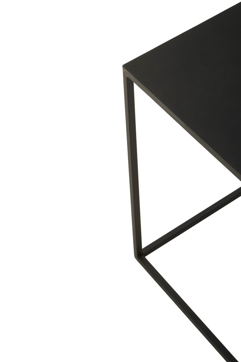 Three Piece Black & White Ombre Coffee Table Set With Slim Metal Frame, Ramus