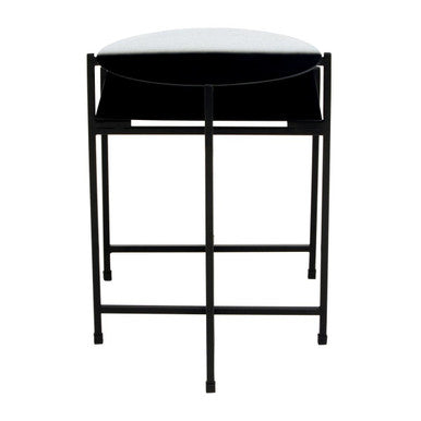Black & White Ombre Metal Two-Tier Side Table With Circular Top & Rectangular Shelf, Ramus