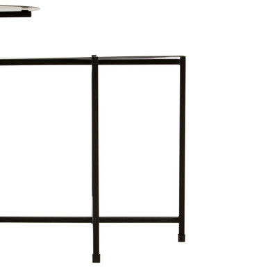 Black & White Ombre Metal Two-Tier Side Table With Circular Top & Rectangular Shelf, Ramus