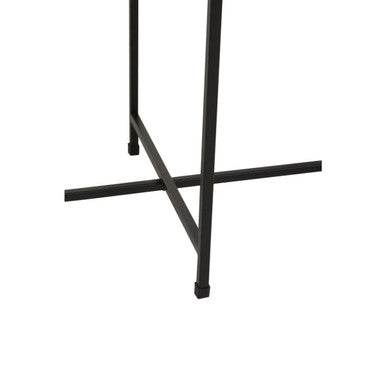 Black & White Ombre Metal Two-Tier Side Table With Circular Top & Rectangular Shelf, Ramus