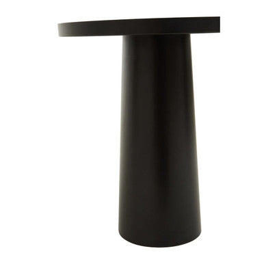 Black & White Round Metal Top Side Table With Black Pedestal Base, Ramus
