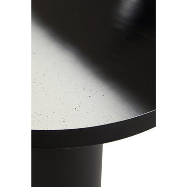 Black & White Round Metal Top Side Table With Black Pedestal Base, Ramus