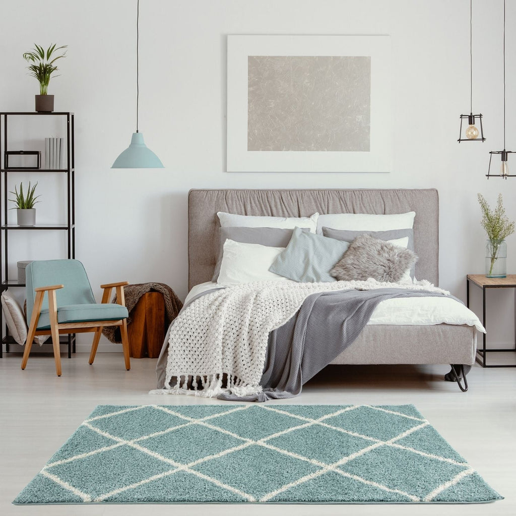 Moroccan Duck Egg Blue Shaggy Rug