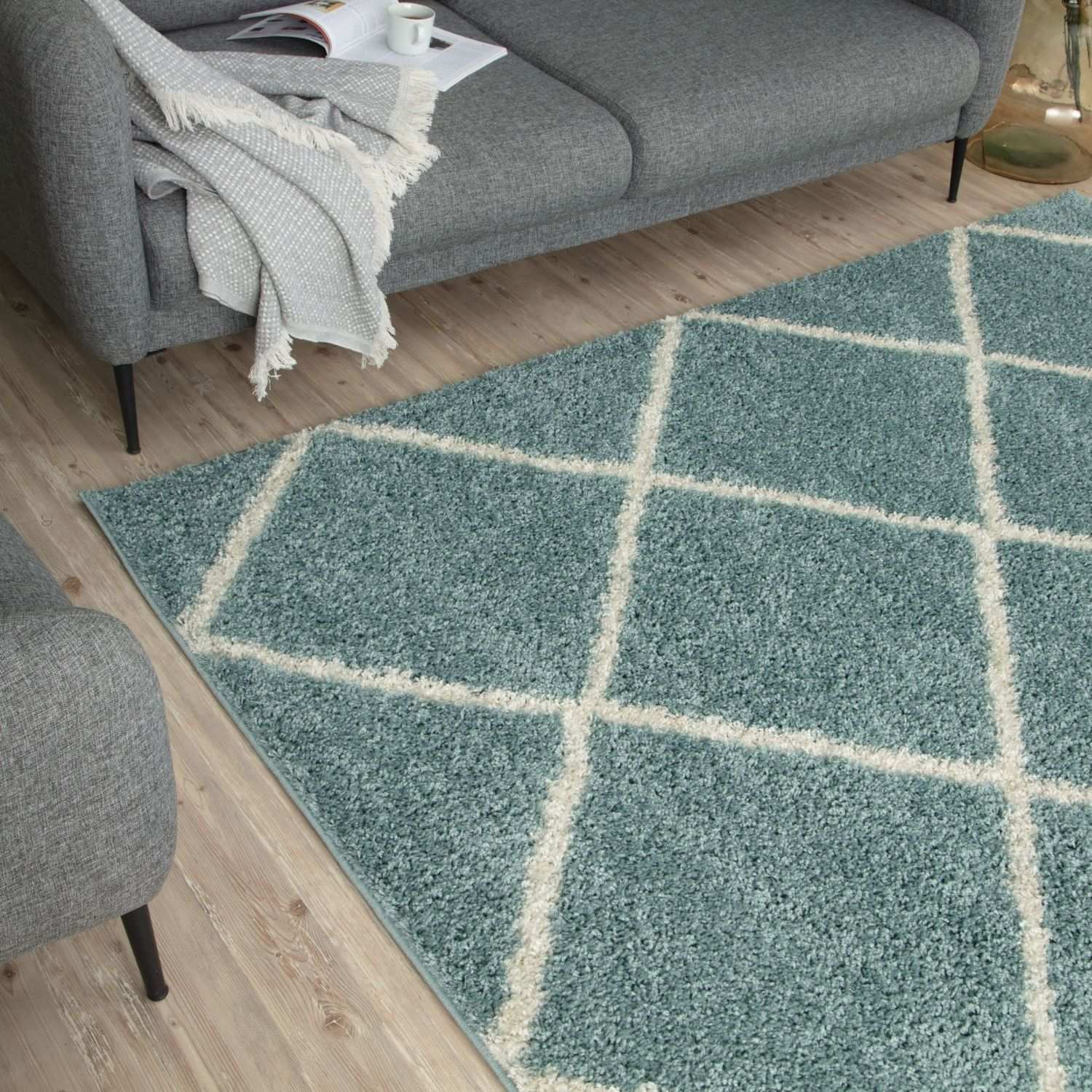 Moroccan Duck Egg Blue Shaggy Rug